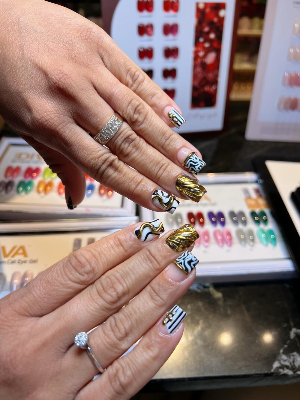 Multicolor nail art at the salon